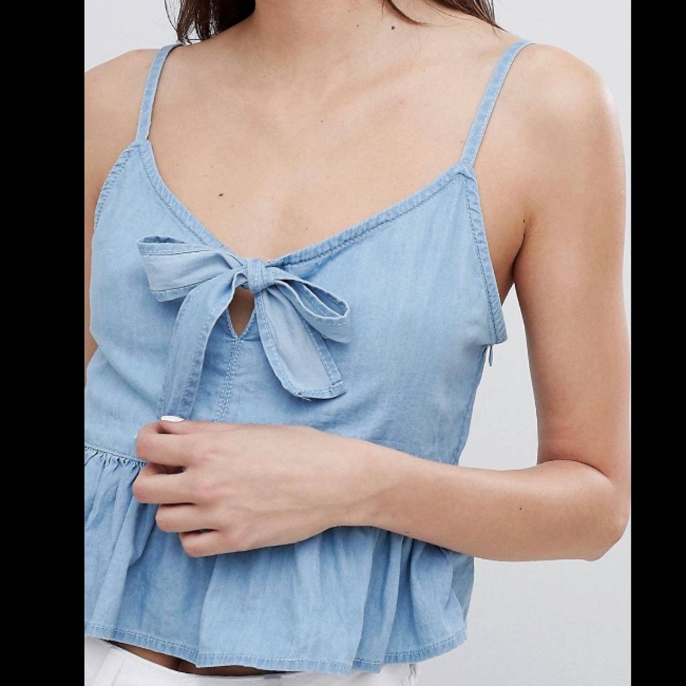 Chambray Peplum Tank top